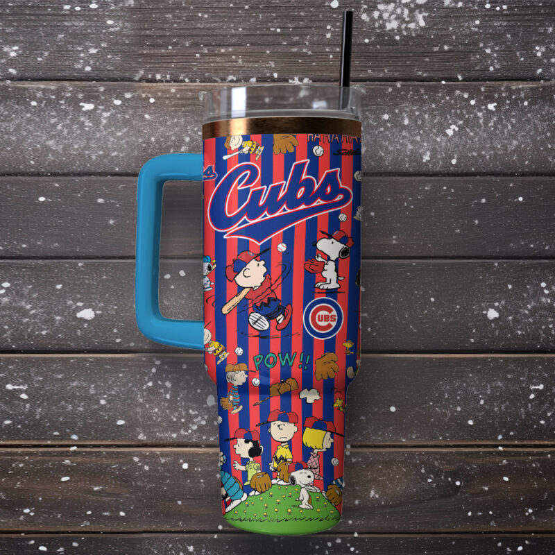 Chicago Cubs x Peanuts MLB Sports Custom Stanley Quencher 40oz Stainless Steel Tumbler With Handle - Threewoofs - Image 3