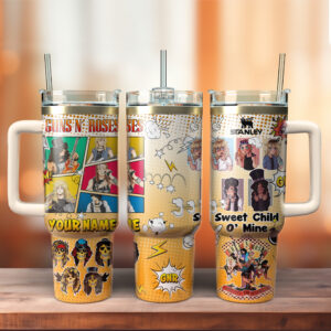 Guns N‚Äô Roses Music Custom Stanley Quencher 40oz Stainless Steel Tumbler With Handle - Threewoofs