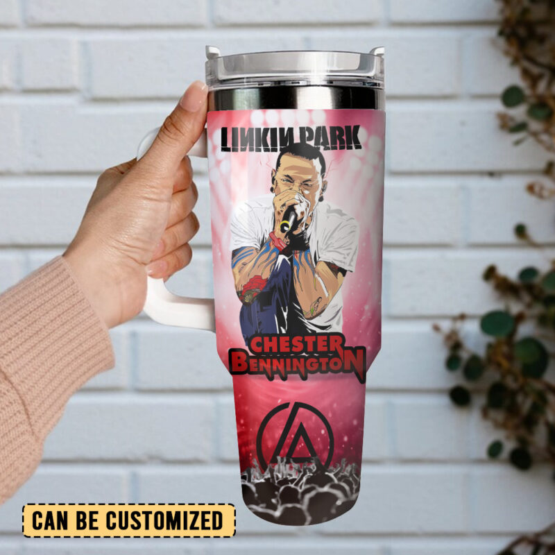 Linkin Park Music Custom Stanley Quencher 40oz Stainless Steel Tumbler With Handle - Threewoofs - Image 2