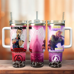 Linkin Park Music Custom Stanley Quencher 40oz Stainless Steel Tumbler With Handle - Threewoofs