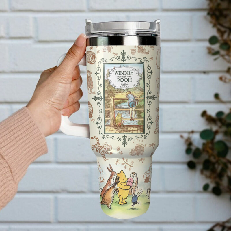 Winnie The Pooh Cartoon Custom Stanley Quencher 40oz Stainless Steel Tumbler With Handle - Threewoofs - Image 4