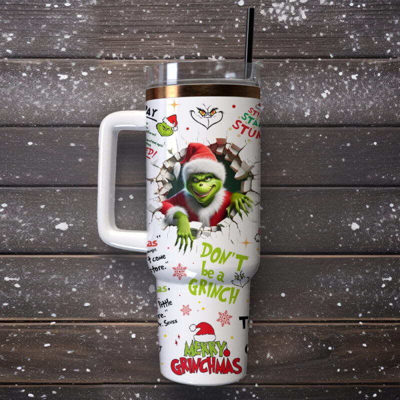 The Grinch Movies Christmas Custom Stanley Quencher 40oz Stainless Steel Tumbler With Handle - Threewoofs - Image 3