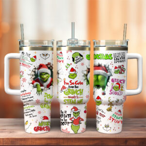 The Grinch Movies Christmas Custom Stanley Quencher 40oz Stainless Steel Tumbler With Handle - Threewoofs