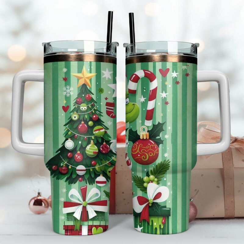 The Grinch Movies Christmas Custom Stanley Quencher 40oz Stainless Steel Tumbler With Handle - Threewoofs - Image 2