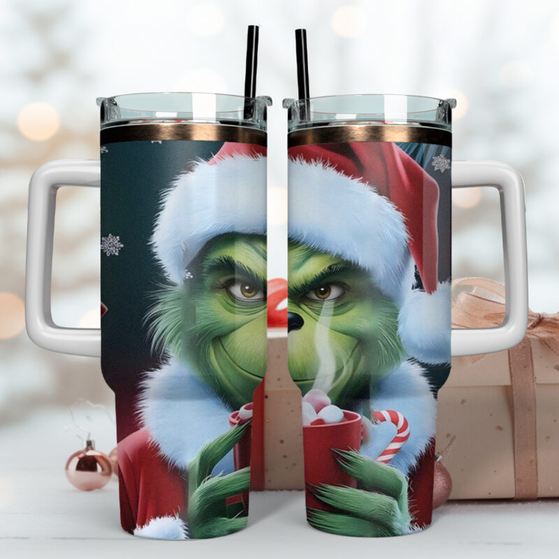 The Grinch Movies Christmas Custom Stanley Quencher 40oz Stainless Steel Tumbler With Handle - Threewoofs - Image 2