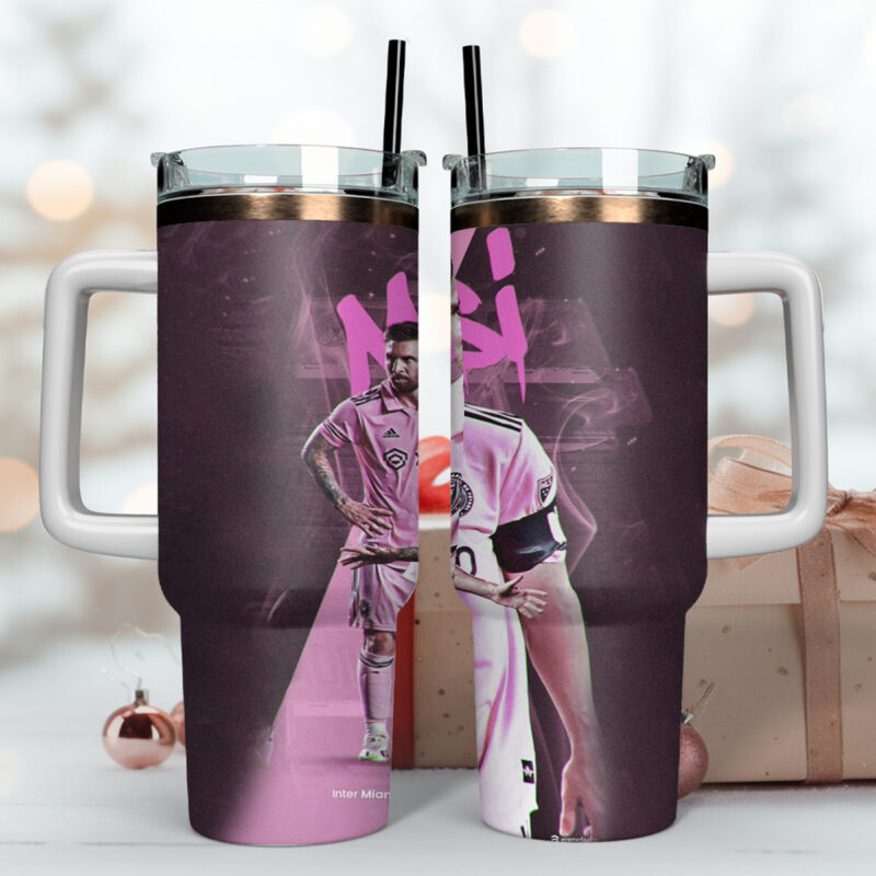 Lionel Messi Sports Custom Stanley Quencher 40oz Stainless Steel Tumbler With Handle - Threewoofs - Image 2