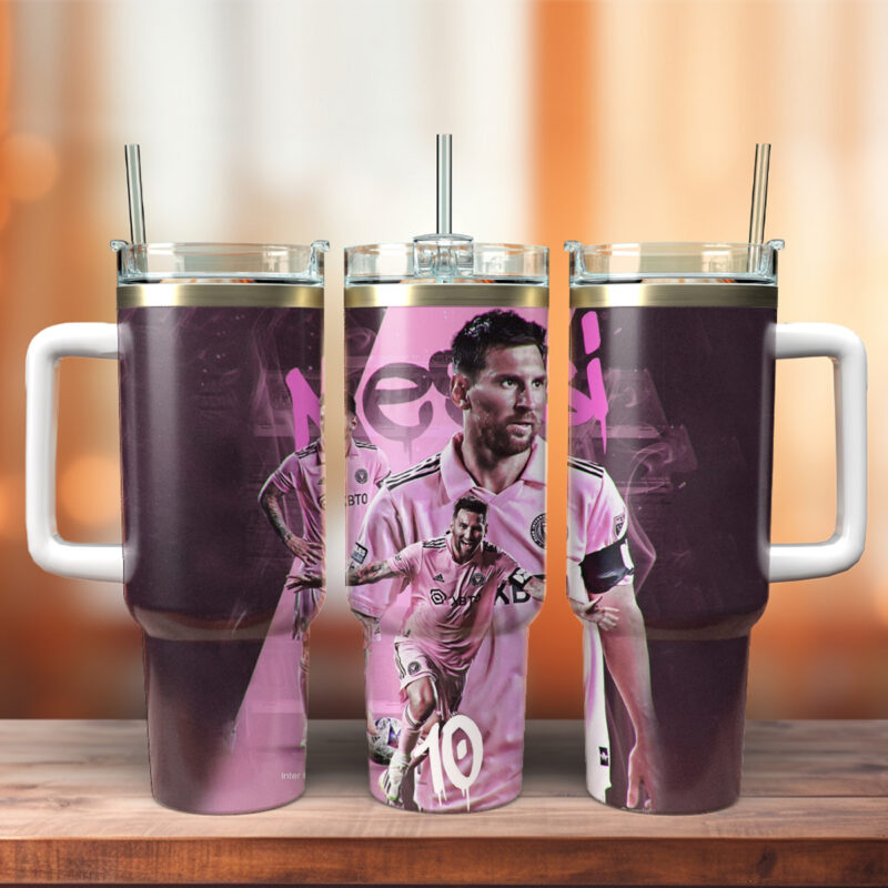 Lionel Messi Sports Custom Stanley Quencher 40oz Stainless Steel Tumbler With Handle - Threewoofs