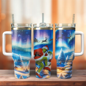 The Grinch Movies Christmas Custom Stanley Quencher 40oz Stainless Steel Tumbler With Handle - Threewoofs