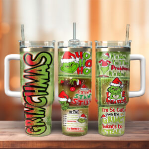 The Grinch Movies Christmas Custom Stanley Quencher 40oz Stainless Steel Tumbler With Handle - Threewoofs