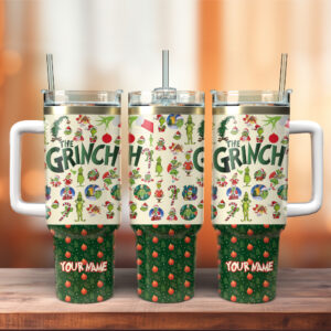 The Grinch Movies Christmas Custom Stanley Quencher 40oz Stainless Steel Tumbler With Handle - Threewoofs