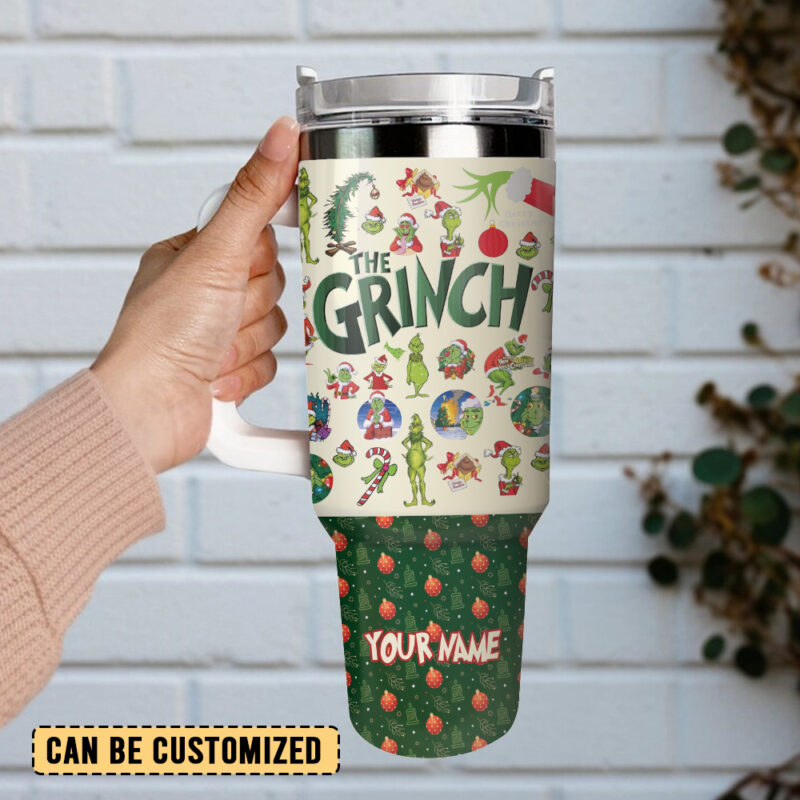 The Grinch Movies Christmas Custom Stanley Quencher 40oz Stainless Steel Tumbler With Handle - Threewoofs - Image 3