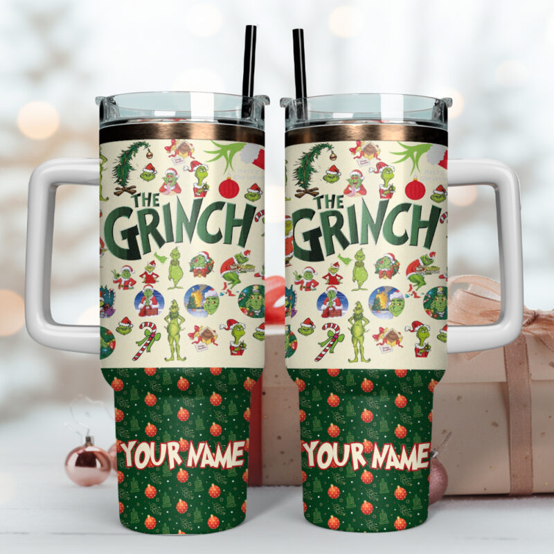 The Grinch Movies Christmas Custom Stanley Quencher 40oz Stainless Steel Tumbler With Handle - Threewoofs - Image 2