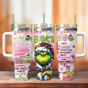 The Grinch Movies Christmas Custom Stanley Quencher 40oz Stainless Steel Tumbler With Handle - Threewoofs