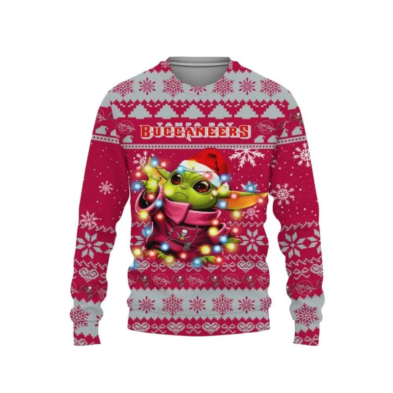 Tampa Bay Buccaneers Baby Yoda Star Wars Ugly Christmas Sweater, NFL Christmas Sweater
