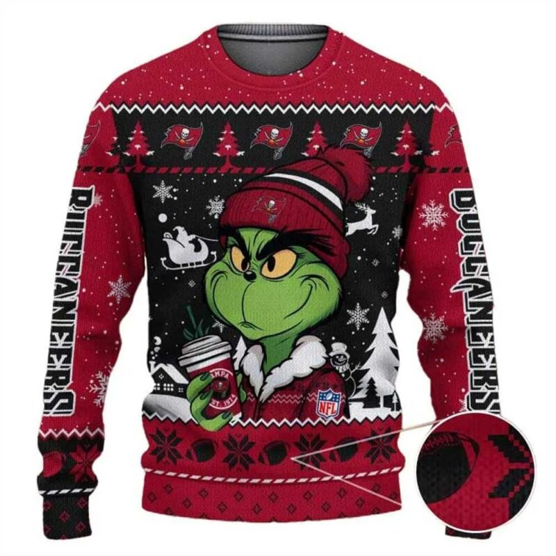 Tampa Bay Buccaneers The Grinch Drink Coffee Ugly Christmas Sweater, NFL Christmas Sweater