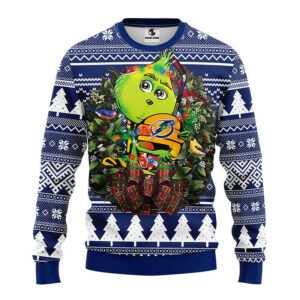 Tampa Bay Lightning Grinch Hug Ugly Christmas Sweater