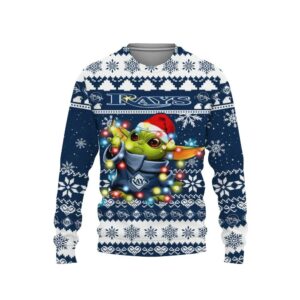 Tampa Bay Rays Baby Yoda Star Wars Ugly Christmas Sweater, MLB Christmas Sweater