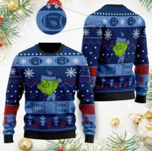 Tennessee Titans Cute Grinch Christmas Ugly Sweater, NFL Christmas Sweater