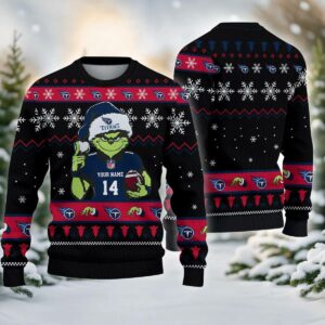 Tennessee Titans Grinch Custom Chrismas Ugly Sweater, NFL Christmas Sweater