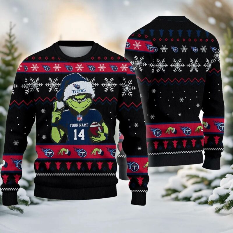 Tennessee Titans Grinch Custom Chrismas Ugly Sweater, NFL Christmas Sweater