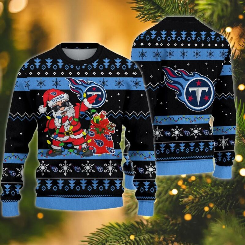Tennessee Titans Santa Claus Dabbing Ugly Christmas Sweater, NFL Christmas Sweater