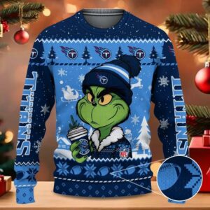 Tennessee Titans The Grinch Drink Coffee Ugly Christmas Sweater, NFL Christmas Sweater