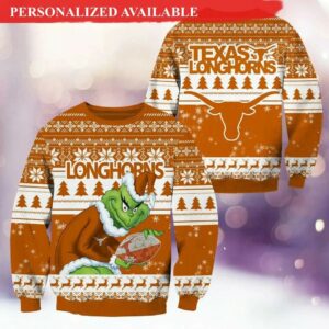 Texas Longhorns Grinch Ugly Christmas Sweater, NCAA Christmas Sweater