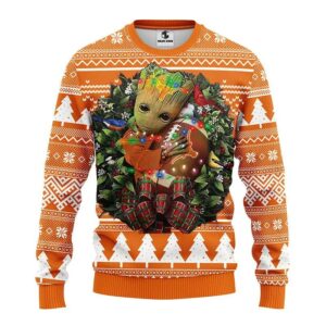 Texas Longhorns Groot Hug Ugly Christmas Sweater, NCAA Christmas Sweater