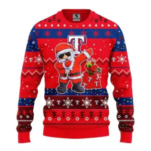 Texas Rangers Dabbing Santa Claus Ugly Christmas Sweater, MLB Christmas Sweater