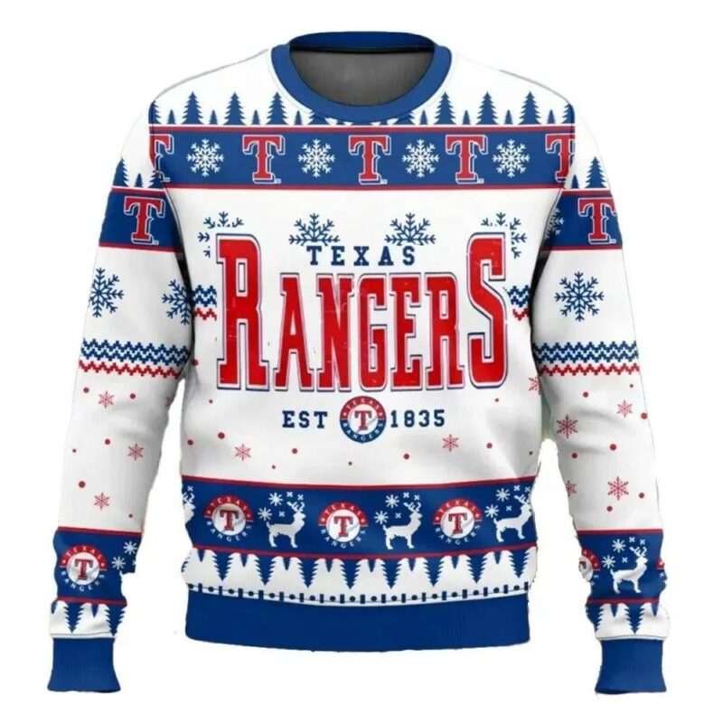 Texas Rangers Est 1835 Mlb Ugly Christmas Sweater, MLB Christmas Sweater