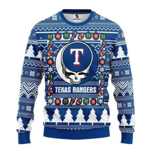 Texas Rangers Grateful Dead Ugly Ugly Christmas Sweater, MLB Christmas Sweater