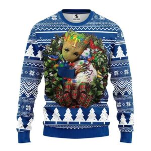 Texas Rangers Groot Hug Ugly Christmas Sweater, MLB Christmas Sweater