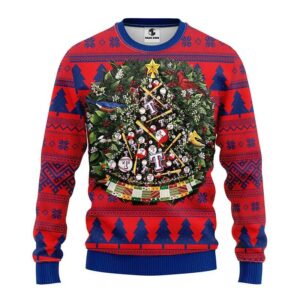 Texas Rangers Tree Ball Ugly Christmas Sweater, MLB Christmas Sweater