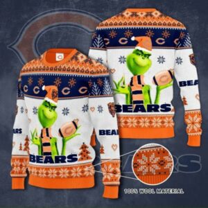 The Grinch Chicago Bears Ugly Christmas Sweater, NFL Christmas Sweater