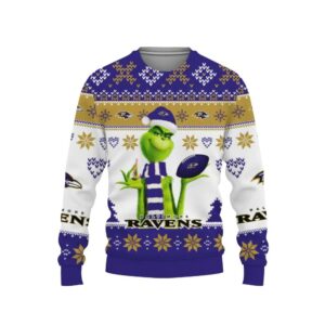 The Grinch Cute Baltimore Ravens Ugly Christmas Sweater, NFL Christmas Sweater