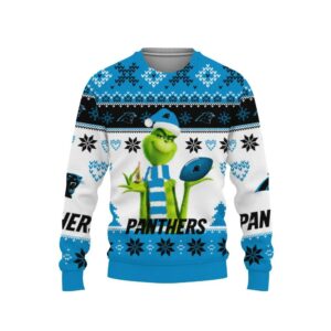 The Grinch Cute Carolina Panthers Ugly Christmas Sweater, NFL Christmas Sweater