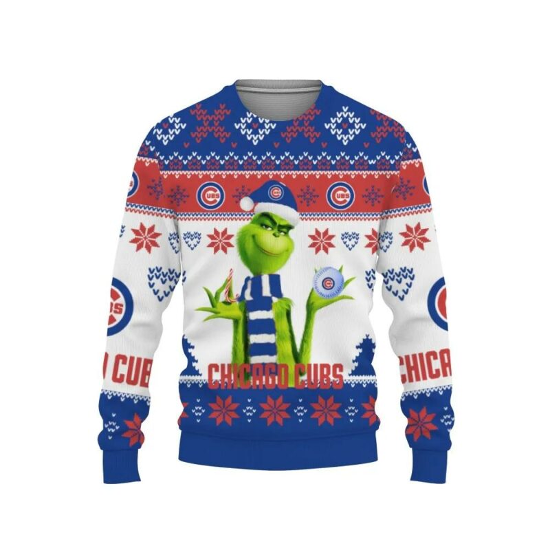 The Grinch Cute Chicago Cubs Ugly Christmas Sweater, MLB Christmas Sweater