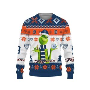 The Grinch Cute Detroit Tigers Ugly Christmas Sweater, MLB Christmas Sweater