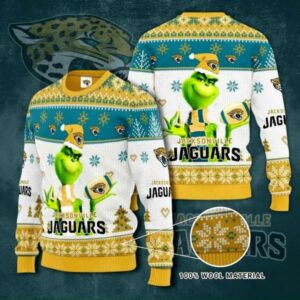 The Grinch Jacksonville Jaguars Ugly Christmas Sweater, NFL Christmas Sweater