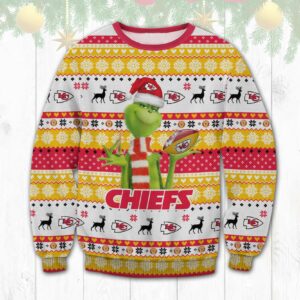 The Grinch Kansas City Chiefs Ugly Christmas Sweater, NFL Christmas Sweater