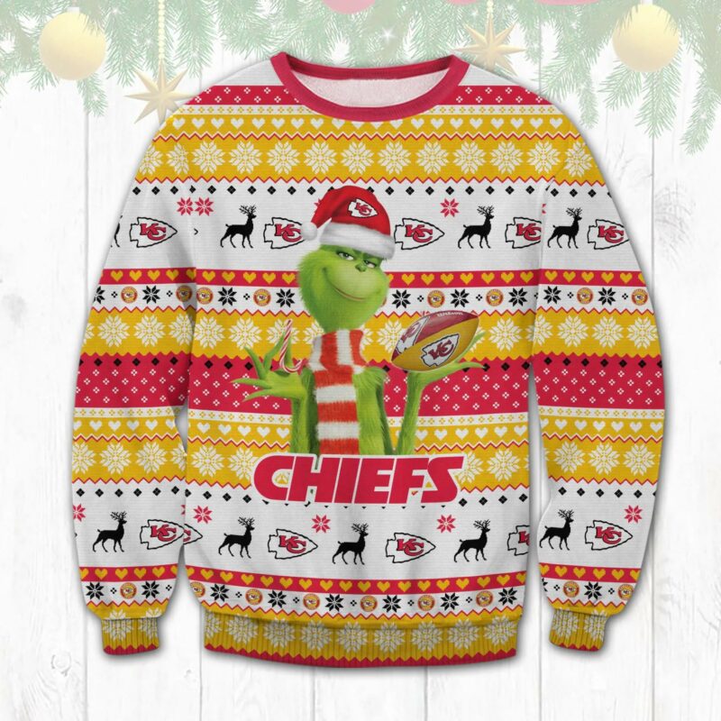 The Grinch Kansas City Chiefs Ugly Christmas Sweater, NFL Christmas Sweater