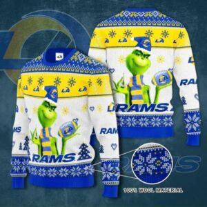 The Grinch Los Angeles Rams Ugly Christmas Sweater, NFL Christmas Sweater
