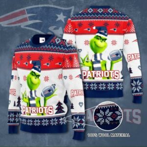 The Grinch New England Patriots Ugly Christmas Sweater, NFL Christmas Sweater