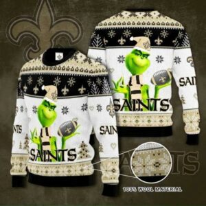 The Grinch New Orleans Saints NFL Ugly Christmas Sweater, NFL Christmas Sweater