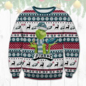 The Grinch Philadelphia Eagles Ugly Christmas Sweater, NFL Christmas Sweater