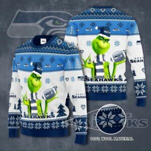 The Grinch Seattle Seahawks Ugly Christmas Sweater, NFL Christmas Sweater