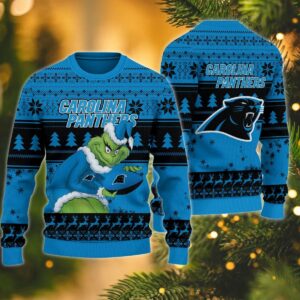 The Grinch Stolen Carolina Panthers Ugly Christmas Sweater, NFL Christmas Sweater