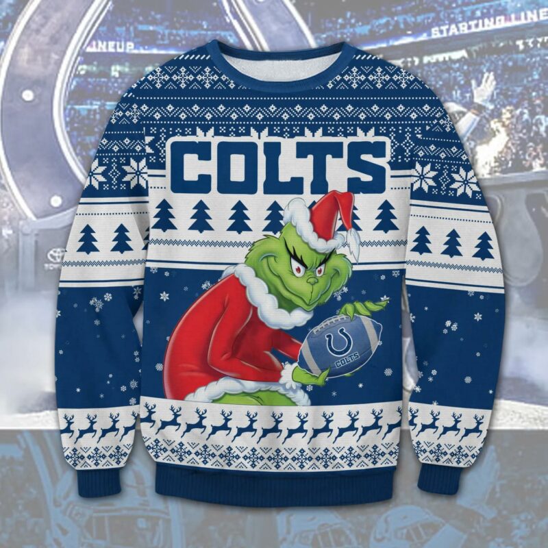 The Grinch Stolen Indianapolis Colts Ugly Christmas Sweater, NFL Christmas Sweater