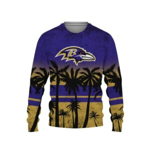 Tree Beach Baltimore Ravens Ugly Christmas Sweater, NFL Christmas Sweater