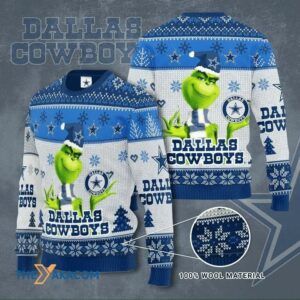 Ugly Christmas Sweater Dallas Cowboys, The Grinch Dallas Cowboys Ugly Xmas Sweater